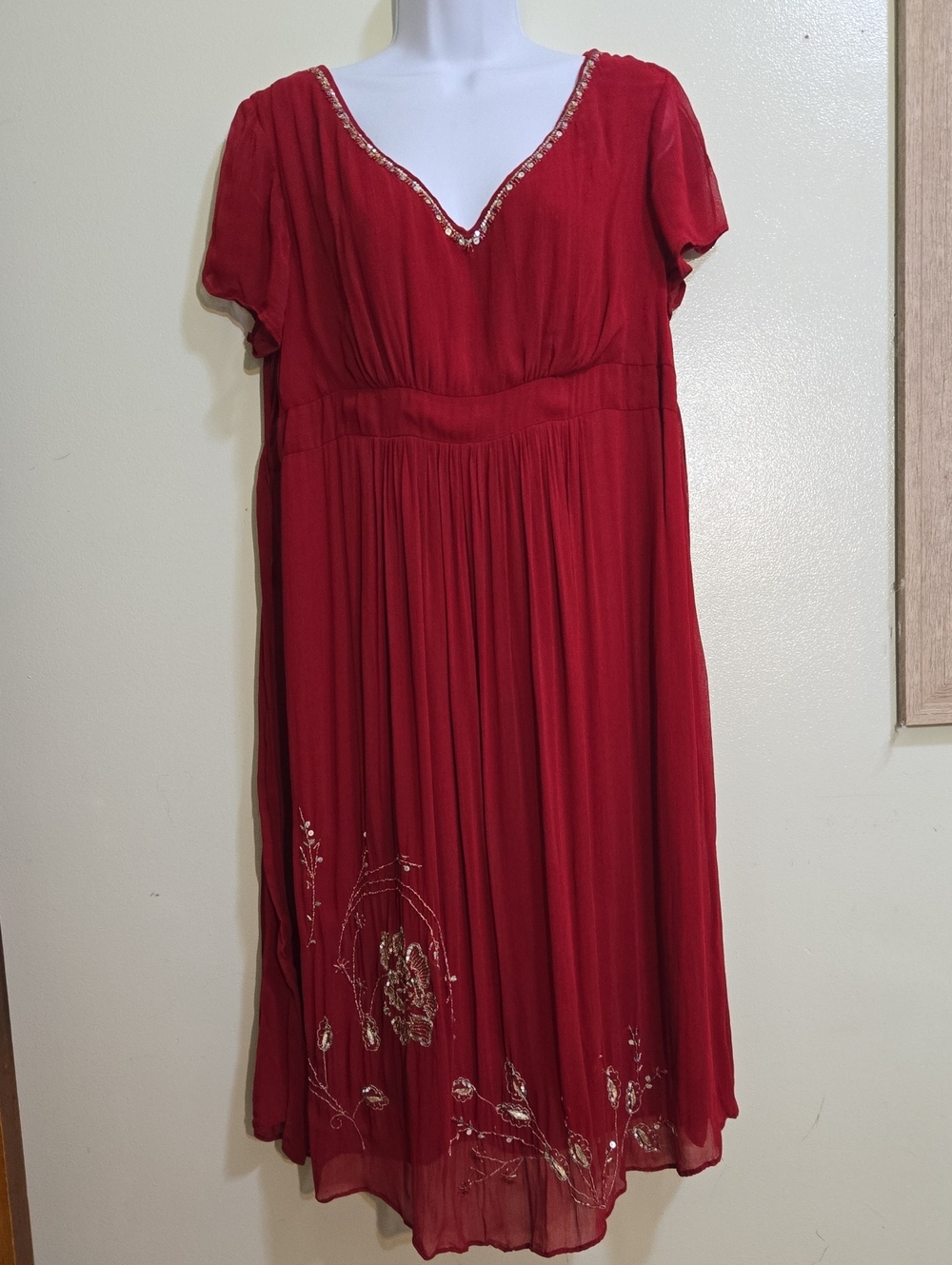 Motherhood Maternity Burgundy Maxi Dress with Embroidery